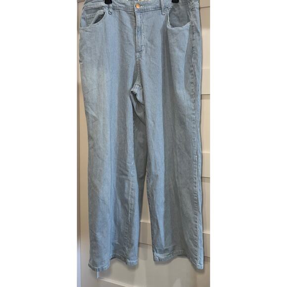 Universal Threads Relaxed Wide Leg Hickory Stripe Denim Pants Plus Size 17 Reg - Picture 1 of 13